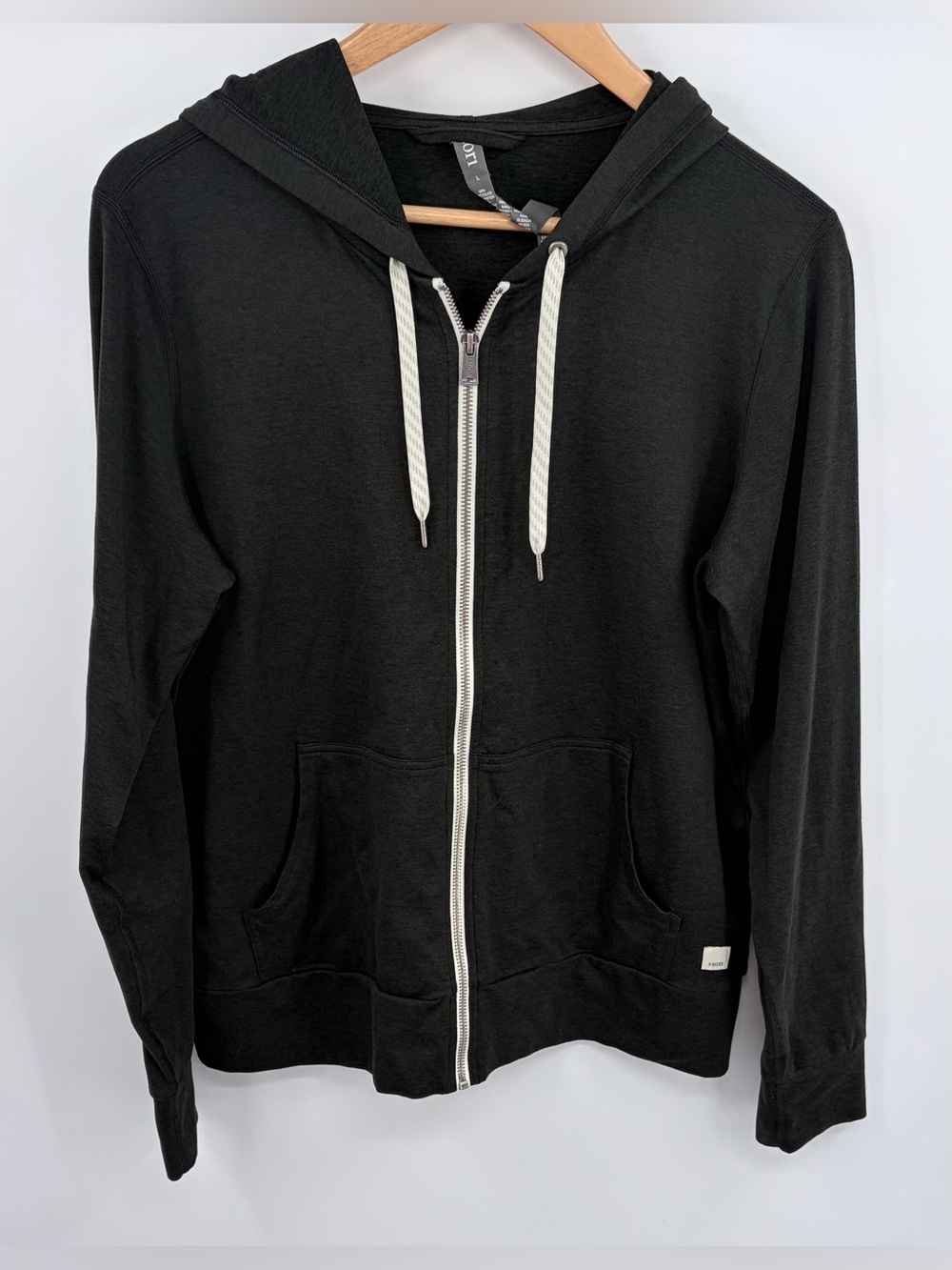 Vuori halo performance black heather full zip hoodie women’s L performance